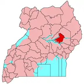 Harta districtului Soroti în cadrul Ugandei