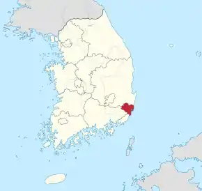 Poziția localității Ulsan