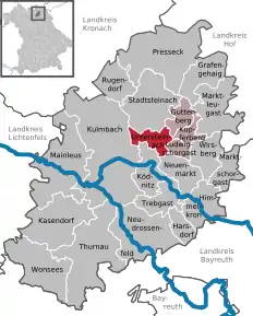 Poziția comunei Untersteinach pe harta districtului Kulmbach