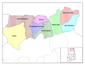 Harta districtelor regiunii Regiunea Superioară de Est