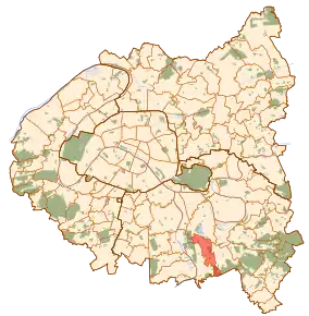 Localizarea în cadrul suburbiilor Parisului