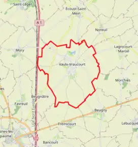 Poziția localității Vaulx-Vraucourt