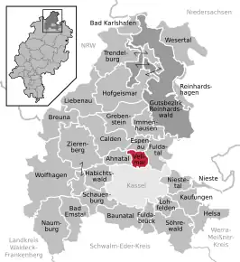 Poziția localității Vellmar