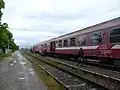Tren de călători în stația Vișeu de Jos, Maramureș.