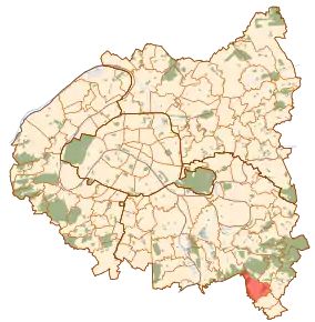 Localizarea în cadrul suburbiilor Parisului
