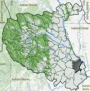 Amplasarea în cadrul județului