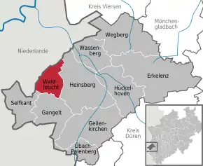Poziția  Waldfeucht pe harta districtului Heinsberg