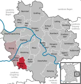 Poziția localității Wallerfing