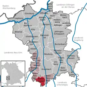 Poziția  Waltenhausen pe harta districtului Günzburg