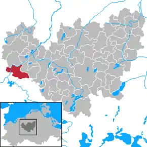 Poziția  Warnow pe harta districtului Güstrow