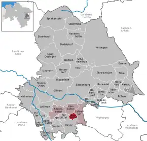 Poziția Wasbüttel pe harta districtului Gifhorn