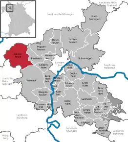 Poziția  Wasserlosen pe harta districtului Schweinfurt