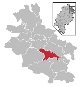 Poziția comunei Wehretal pe harta districtului Werra-Meißner-Kreis