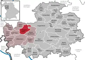 Poziția  Weigenheim pe harta districtului Neustadt a.d.Aisch-Bad Windsheim