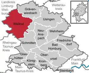 Poziția  Weilrod pe harta districtului Hochtaunuskreis