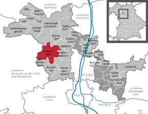 Poziția  Weisendorf pe harta districtului Erlangen-Höchstadt