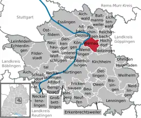 Poziția localității Wernau (Neckar)