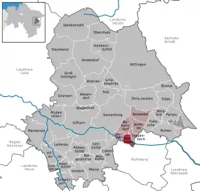 Poziția  Weyhausen pe harta districtului Gifhorn