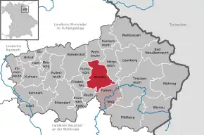 Poziția  Wiesau pe harta districtului Tirschenreuth