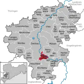 Poziția localității Wilkau-Haßlau