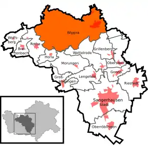 Poziția localității Wippra