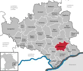 Poziția  Wittibreut pe harta districtului Rottal-Inn