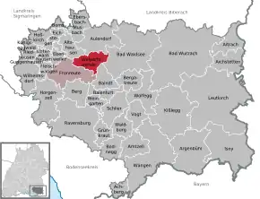 Poziția  Wolpertswende pe harta districtului Ravensburg