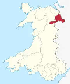 Poziția regiunii Wrexham county borough