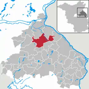 Poziția orașului Wriezen pe harta districtului Märkisch-Oderland