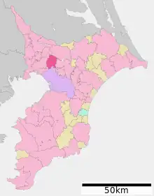 Poziția localității Yachiyo