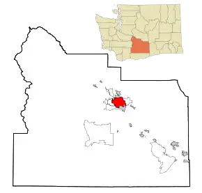 Poziția localității Yakima