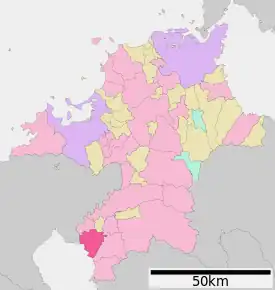 Poziția localității Yanagawa, Fukuoka