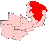 Harta provinciei de Nord în cadrul Zambiei