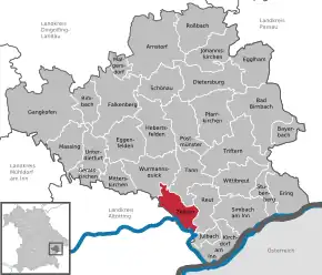 Poziția Zeilarn pe harta districtului Rottal-Inn