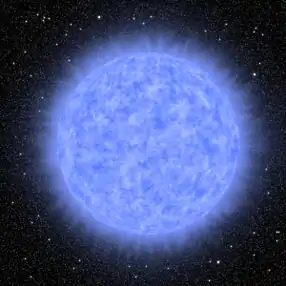 Reprezentare artistică a stelei Zeta Puppis