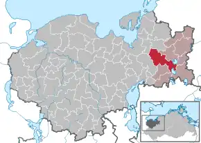 Poziția  Zurow pe harta districtului Nordwestmecklenburg