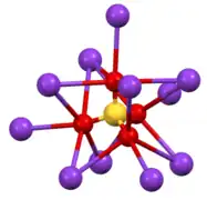 Structura din jurul centrului tetraedric CrO42− din β-K2CrO4