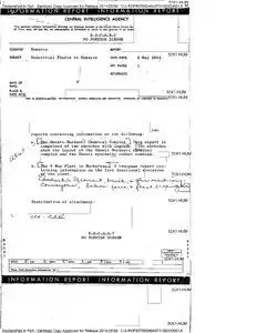 Document CIA despre construcția combinatului de cauciuc sintetic, rafinăriei și combinatului chimic de la Onești-Borzești;