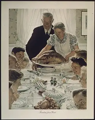 Freedom From Want sau Tablou de Ziua Recunoștinței de Norman Rockwell