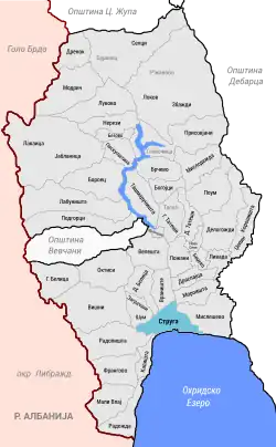 Poziția localității Struga