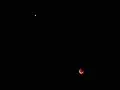 Eclipsa de Lună și planeta Marte văzute de la Chelsea (suburbie a orașului Melbourne), în Australia la 05:48am AEST (UTC+10)