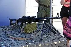 Mitralieră PKM (ușoară, de infanterie), calibru 7,62x54 mm.