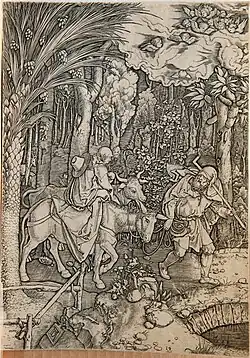 Albrecht Dürer (1471-1528), Germania. Fuga în Egipt. Xilogravură, hârtie