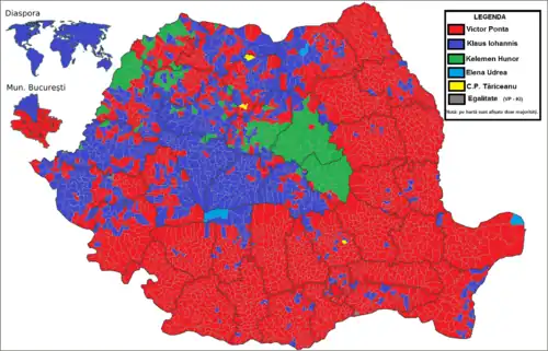 Distribuția geografică a voturilor pe localități (primul tur)