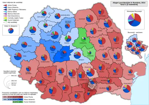 Distribuția geografică a voturilor pe județe (primul tur)