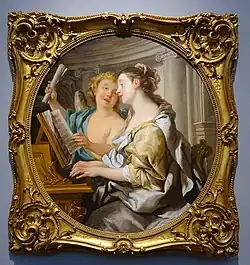 Alegorie a Muzicii, de Jean-Francois de Troy, din 1733. În fundal apar două coloane ionice baroce