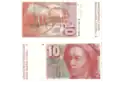 Veche bancnotă elvețiană, cu valoarea nominală de 10 franci