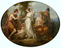 Judecarea lui Paris; de Angelica Kauffman; circa 1781; ulei pe canvas; 100,9 x 80&nbsp;cm; Museo del Ponce (Puerto Rico)