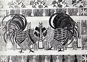 Proiect de vitraliu - Doi cocoși