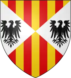 Coat of arms of Sicily, with red and yellow stripes, depicting two eagles